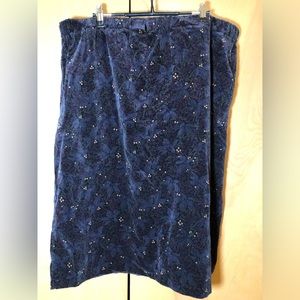 Vintage Priority 1 Lane Bryant Blue/Brown Floral Velvet Pencil Skirt Size 36